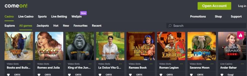 comeon homepage offers gambling games, çox ilk depozit əlavə və yeni oyunçular üçün təkliflər-loqosu