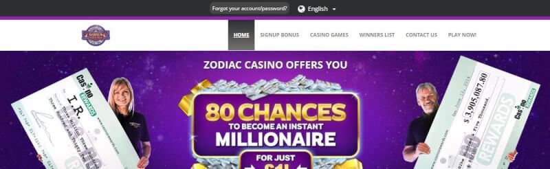 zodiac casino website provides gambling games, first deposit extra and offers for new players-logo
