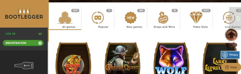 bootlegger website provides gambling games, ilk depozit bonusu və yeni oyunçular üçün təkliflər-loqosu