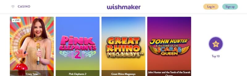 wishmaker casino website offers casino games, ilk depozit bonusu və yeni oyunçular üçün kampaniyalar-loqosu