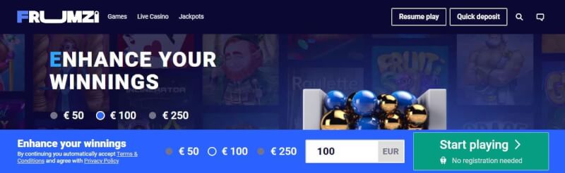 frumzi pay letter play casino website offers gambling games, ilk depozit bonusu və yeni oyunçular üçün təkliflər-loqosu