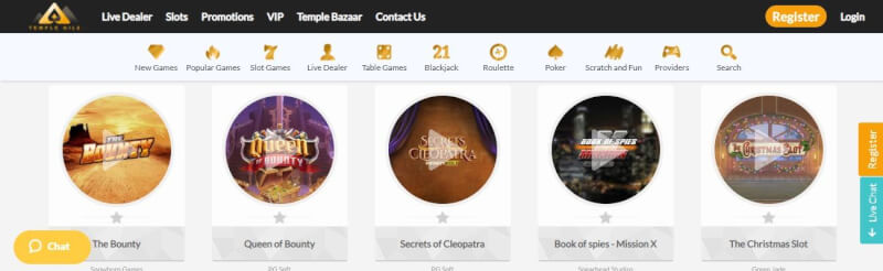 temple nile homepage offers casino games, ilk depozit bonusu və yeni oyunçular üçün təkliflər-loqosu