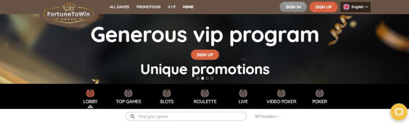 fortunetowin website provides casino games, ilk depozit bonusu və yeni oyunçular üçün kampaniyalar-loqosu