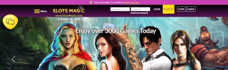 slotsmagic homepage provides casino games, ilk depozit əlavəsi və yeni oyunçular üçün promosyonlar-loqosu