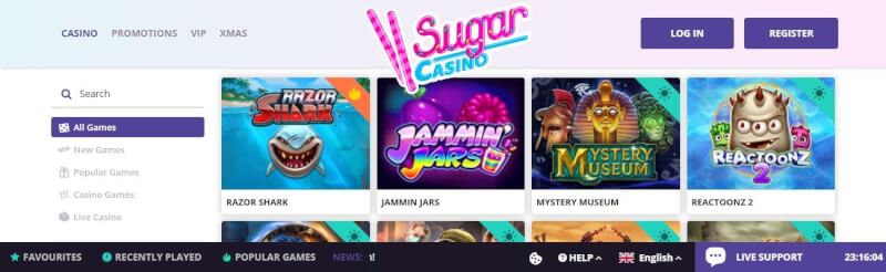 sugar casino homepage offers casino games, ilk depozit əlavə və yeni oyunçular üçün kampaniyalar-loqosu