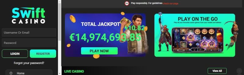 swift casino website provides casino games and campaigns for new players-logo