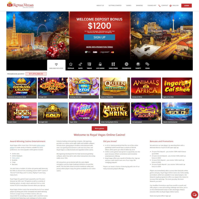 Royal Vegas Casino screenshot 1
