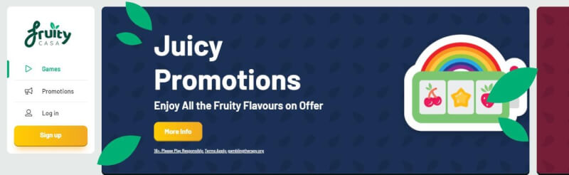fruity casa homepage offers casino games, ilk depozit bonusu və yeni oyunçular üçün promosyonlar-loqosu