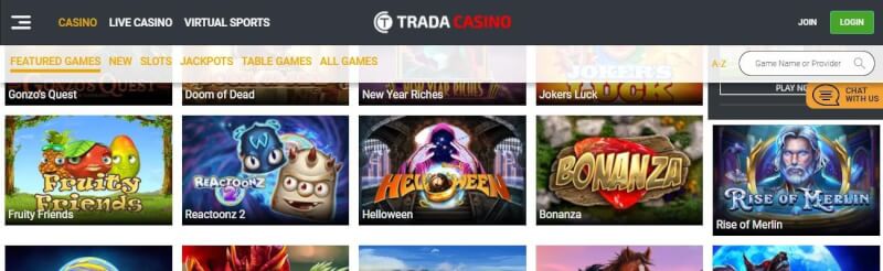 trada casino website provides casino games, ilk depozit bonusu və yeni oyunçular üçün təkliflər-loqosu