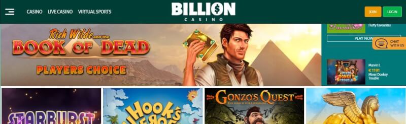 billion casino website provides gambling games, ilk depozit bonusu və yeni oyunçular üçün promosyonlar-loqosu