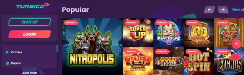 turbico casino website provides gambling games, çox ilk depozit əlavə və yeni oyunçular üçün təkliflər-loqosu