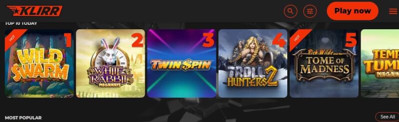 klirr casino website offers casino games, ilk depozit əlavə və yeni oyunçular üçün promosyonlar-loqosu
