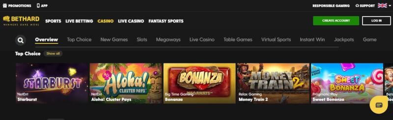 bethard website provides casino games, ilk depozit bonusu və yeni oyunçular üçün təkliflər-loqosu