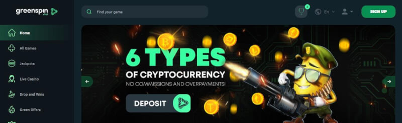 greenspin.bet homepage provides gambling games, ilk depozit əlavə və yeni oyunçular üçün təkliflər-loqosu