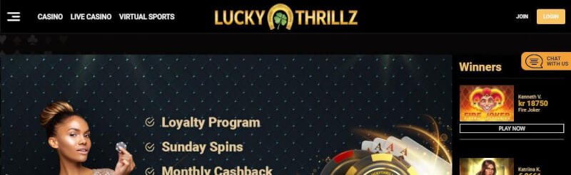 lucky thrillz website provides casino games, first deposit bonus and campaigns for brand new players-logo