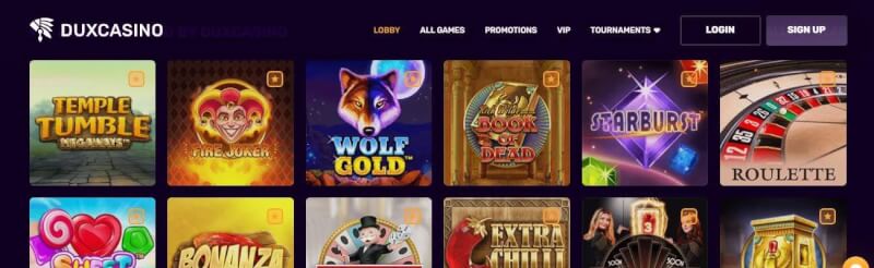 duxcasino website provides gambling games and offers for brand new players-logo