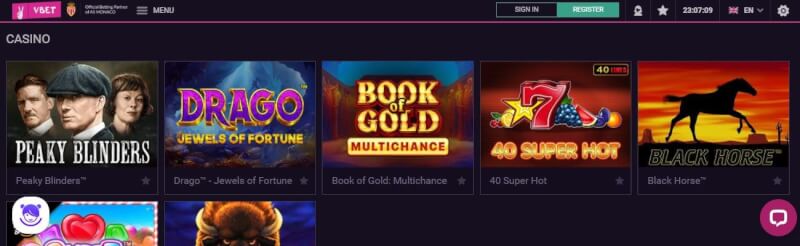 vbet website offers casino games, very first deposit extra and promotions for new players-logo