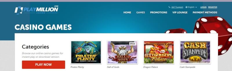 playmillion homepage offers gambling games and promotions for brand new players-logo