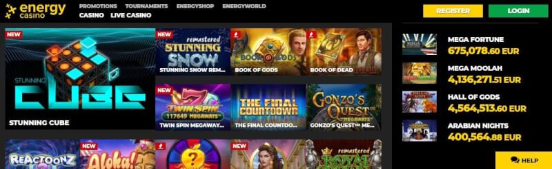 energy casino homepage provides casino games and campaigns for new players-logo