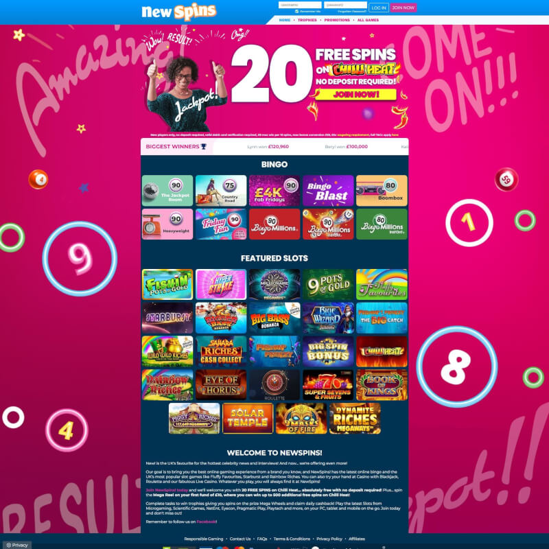 New Spins Casino screenshot 1