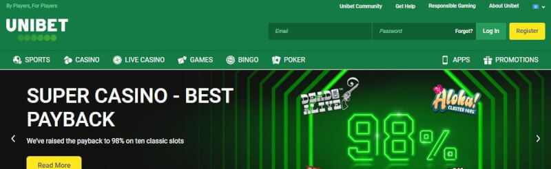 When it comes to ultimate Casino experience, check Unibet today and luxuriate in all the casino classics, including slots, Blackjack, Roulette and Baccarat-logo