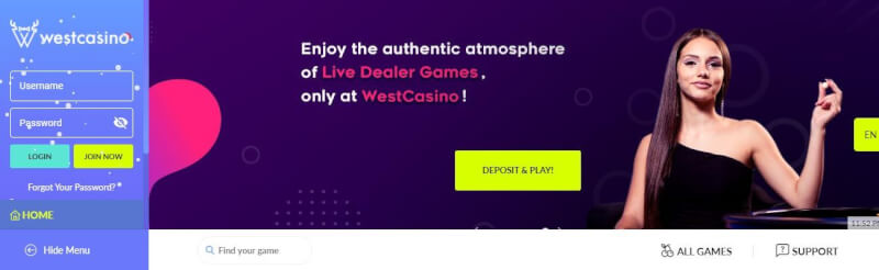 westcasino website offers casino games, ilk depozit əlavə və yeni oyunçular üçün promosyonlar-loqosu
