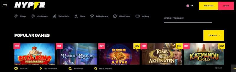 hyper casino homepage provides gambling games, ilk depozit əlavə və yeni oyunçular üçün kampaniyalar-loqosu
