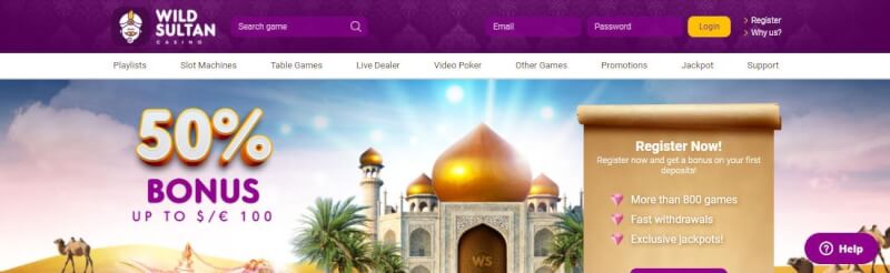 wild sultan casino website offers casino games and promotions for brand new players-logo