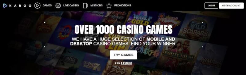 kaboo casino website provides gambling games, ilk depozit əlavə və yeni oyunçular üçün kampaniyalar-loqosu