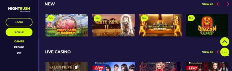 nightrush casino website offers casino games, cashback extra and campaigns for new players-logo