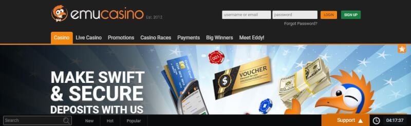 emu casino homepage provides casino games, ilk depozit bonusu və yeni oyunçular üçün promosyonlar-loqosu