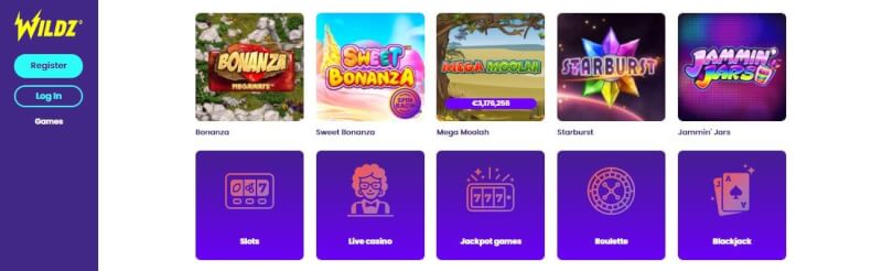 Wildz Casino features a simple yet nice lobby where you can easily get where you’re going around. The promotions, such as the welcome bonus-logo