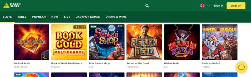 mason slots homepage offers casino games, ilk depozit əlavə və yeni oyunçular üçün təkliflər-loqosu