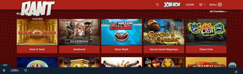 rant casino homepage offers gambling games, ilk depozit bonusu və yeni oyunçular üçün kampaniyalar-loqosu