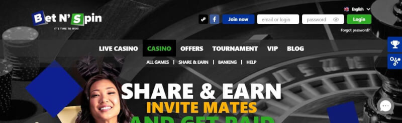 betnspin homepage provides gambling games, first deposit bonus and campaigns for brand new players-logo