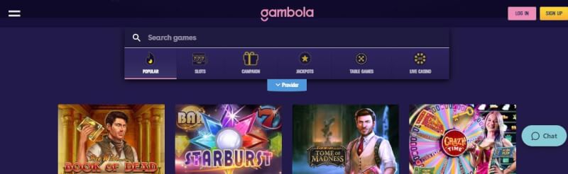 gambola homepage provides gambling games and campaigns for brand new players-logo